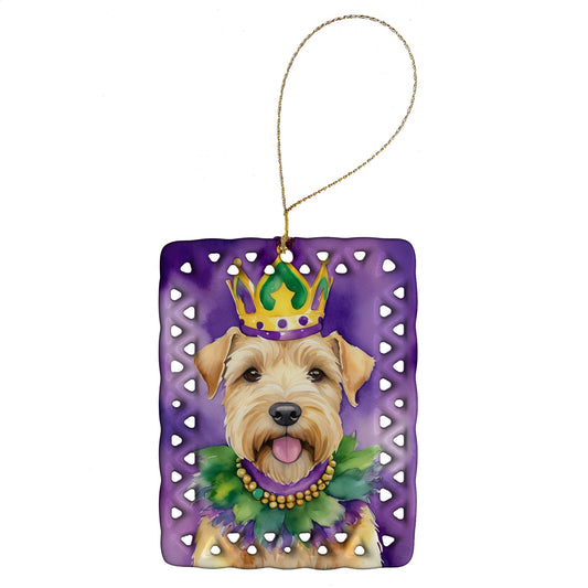 Wheaten Terrier King of Mardi Gras Porcelain Ornament