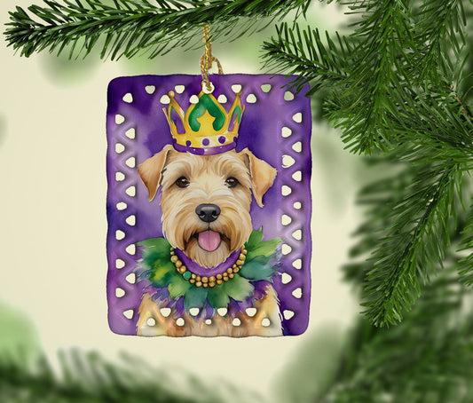 Wheaten Terrier King of Mardi Gras Porcelain Ornament
