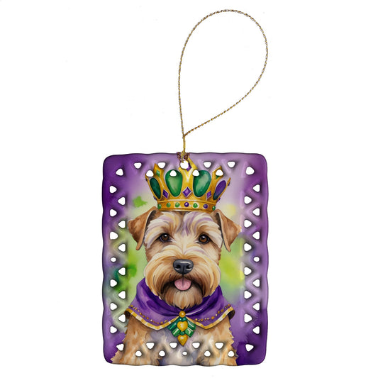 Wheaten Terrier King of Mardi Gras Porcelain Ornament