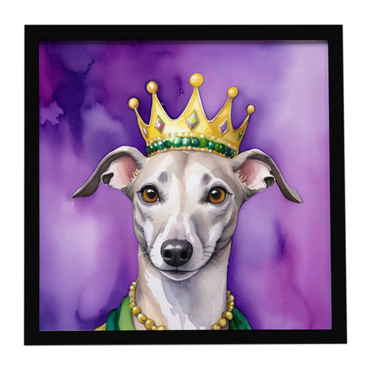 Whippet King of Mardi Gras Framed Metal Print