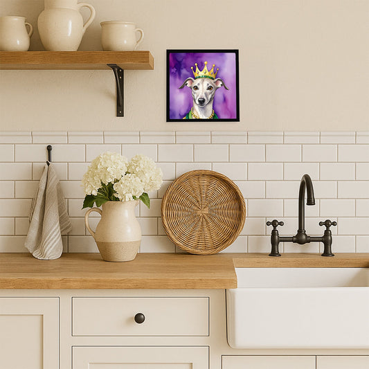 Whippet King of Mardi Gras Framed Metal Print