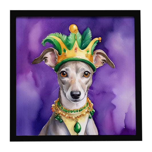 Whippet King of Mardi Gras Framed Metal Print