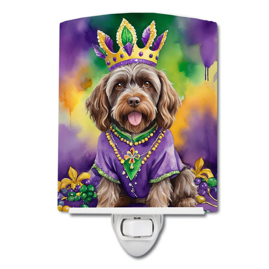 Wirehaired Pointing Griffon King of Mardi Gras Ceramic Night Light
