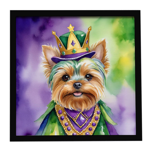 Yorkshire Terrier King of Mardi Gras Framed Metal Print