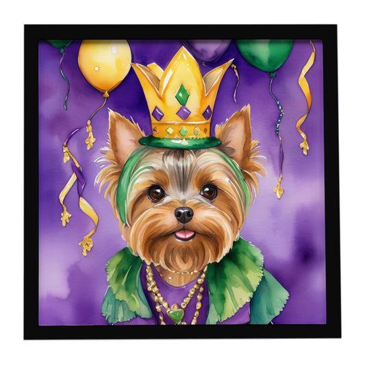 Yorkshire Terrier King of Mardi Gras Framed Metal Print