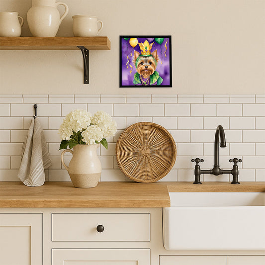Yorkshire Terrier King of Mardi Gras Framed Metal Print