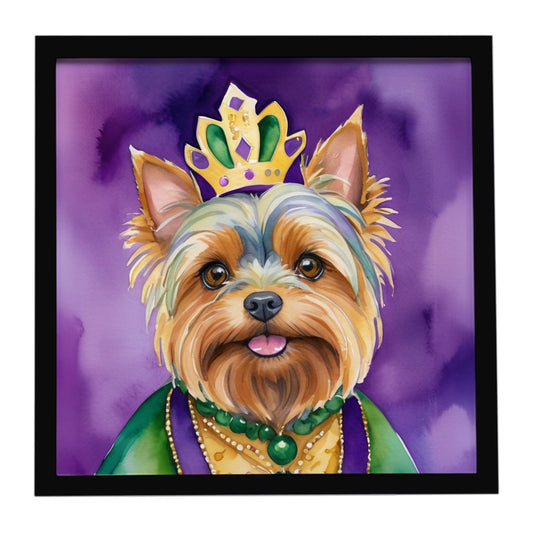 Yorkshire Terrier King of Mardi Gras Framed Metal Print