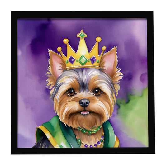Yorkshire Terrier King of Mardi Gras Framed Metal Print