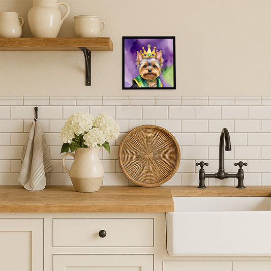 Yorkshire Terrier King of Mardi Gras Framed Metal Print