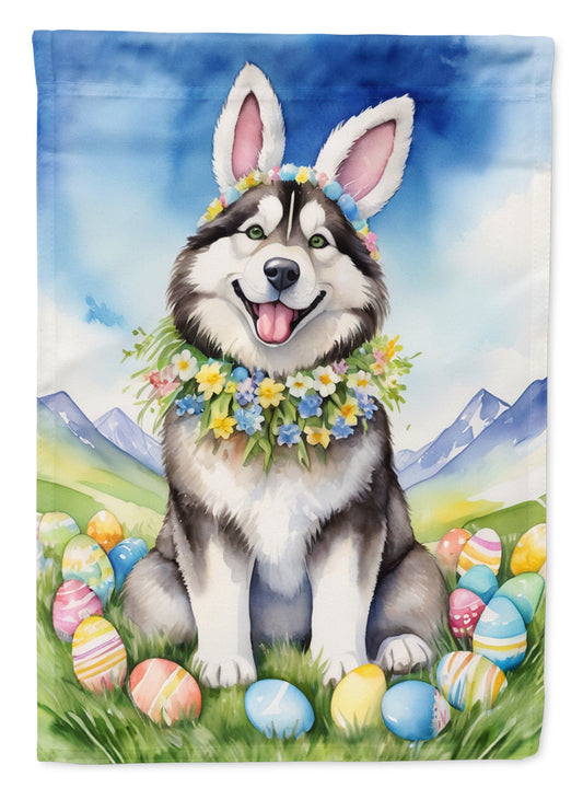 Alaskan Malamute Easter Garden Flag - Easter Egg Hunt - Dog-Themed Spring Yard Decor