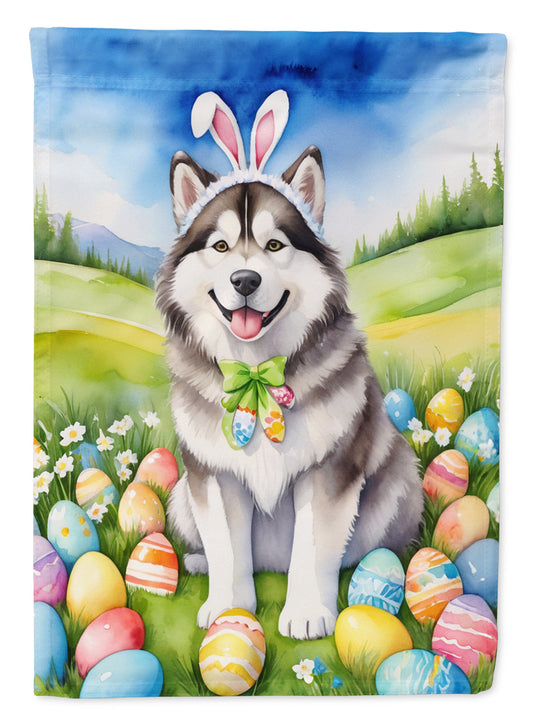Alaskan Malamute Easter Garden Flag - Easter Egg Hunt - Dog-Themed Spring Yard Decor