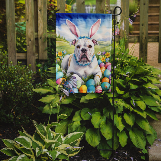 American Bulldog Easter Garden Flag - Easter Egg Hunt - Dog-Themed Spring Yard Decor