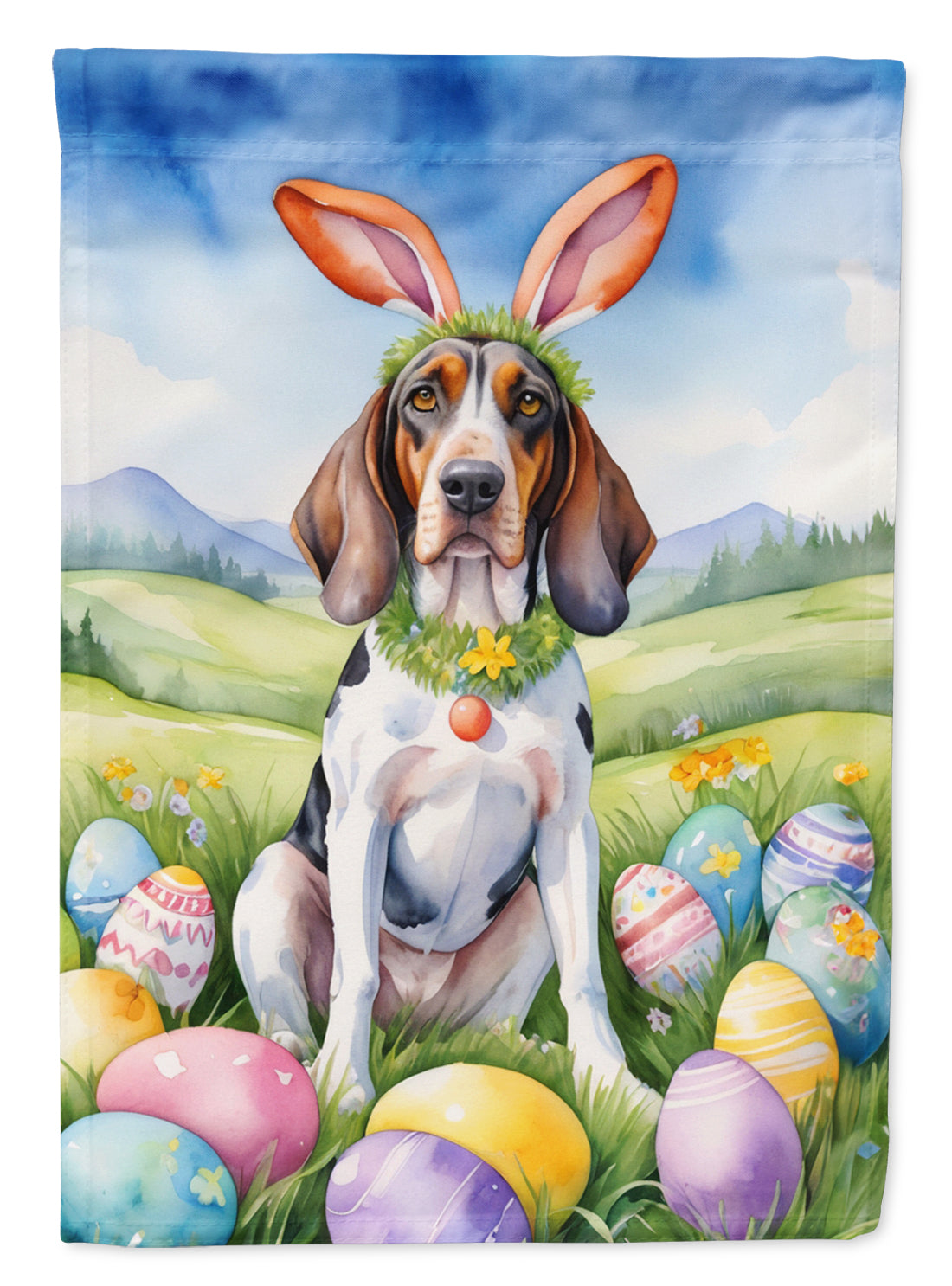 American English Coonhound Easter Garden Flag - Easter Egg Hunt - Dog-Themed Spring Yard Decor