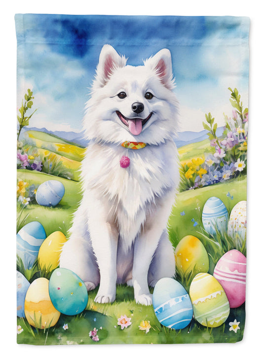 American Eskimo Easter Garden Flag - Easter Egg Hunt - Dog-Themed Spring Yard Decor