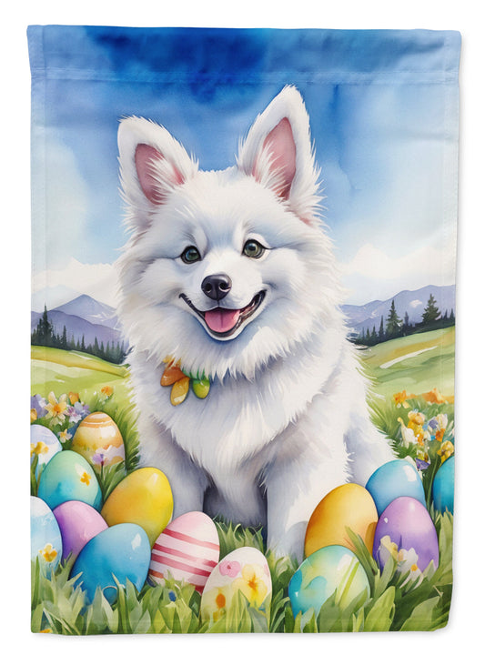 American Eskimo Easter Garden Flag - Easter Egg Hunt - Dog-Themed Spring Yard Decor