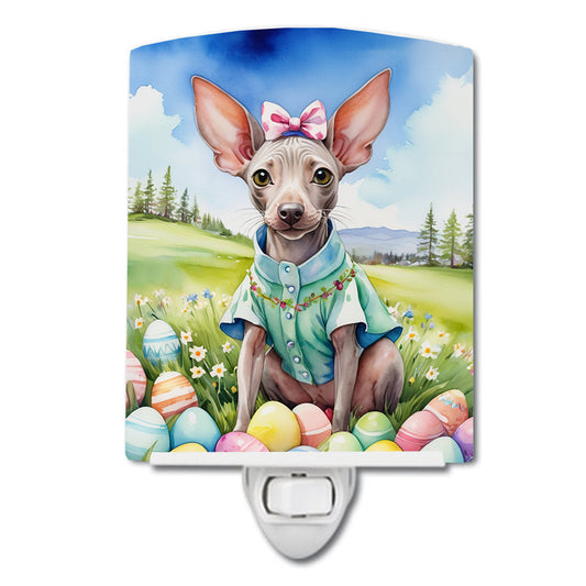American Hairless Terrier Easter Egg Hunt Ceramic Night Light