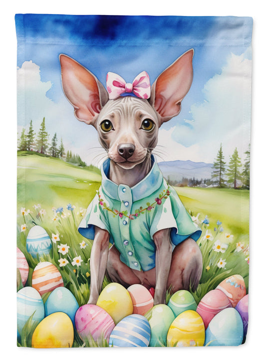 American Hairless Terrier Easter Garden Flag - Easter Egg Hunt - Dog-Themed Spring Yard Decor