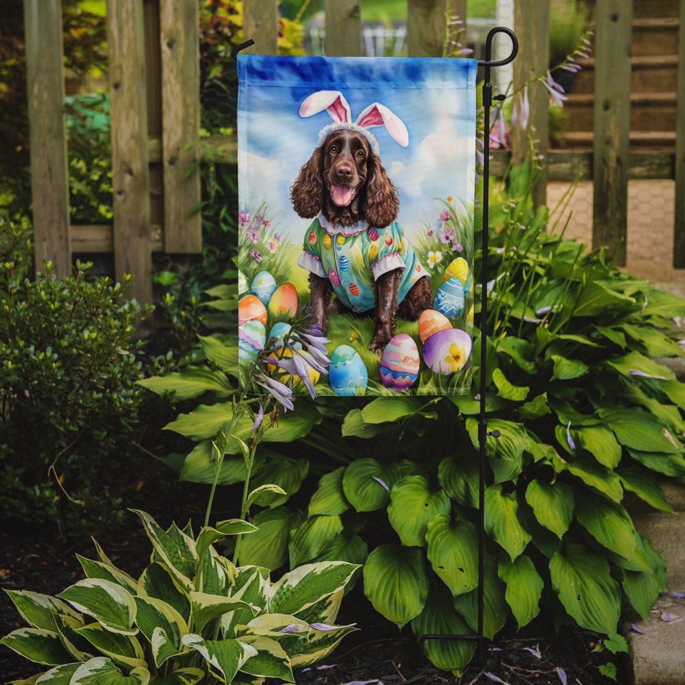 American Water Spaniel Easter Garden Flag - Easter Egg Hunt - Dog-Themed Spring Yard Decor