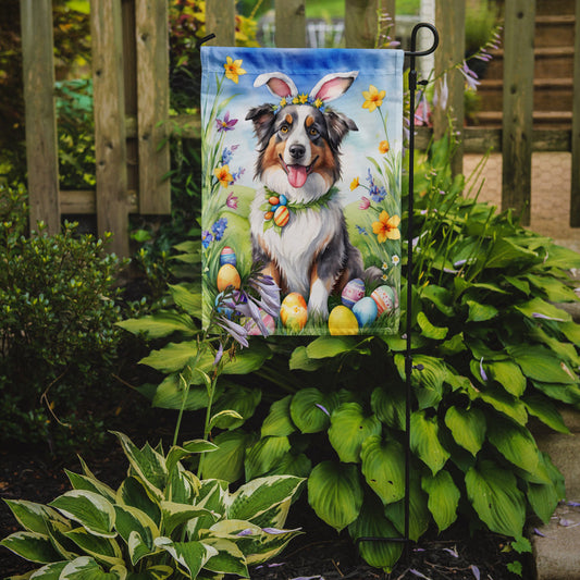 Australian Shepherd Easter Garden Flag - Easter Egg Hunt - Dog-Themed Spring Yard Decor