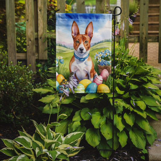 Basenji Easter Garden Flag - Easter Egg Hunt - Dog-Themed Spring Yard Decor