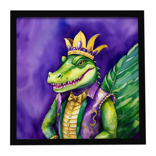 Alligator King of Mardi Gras Framed Metal Print