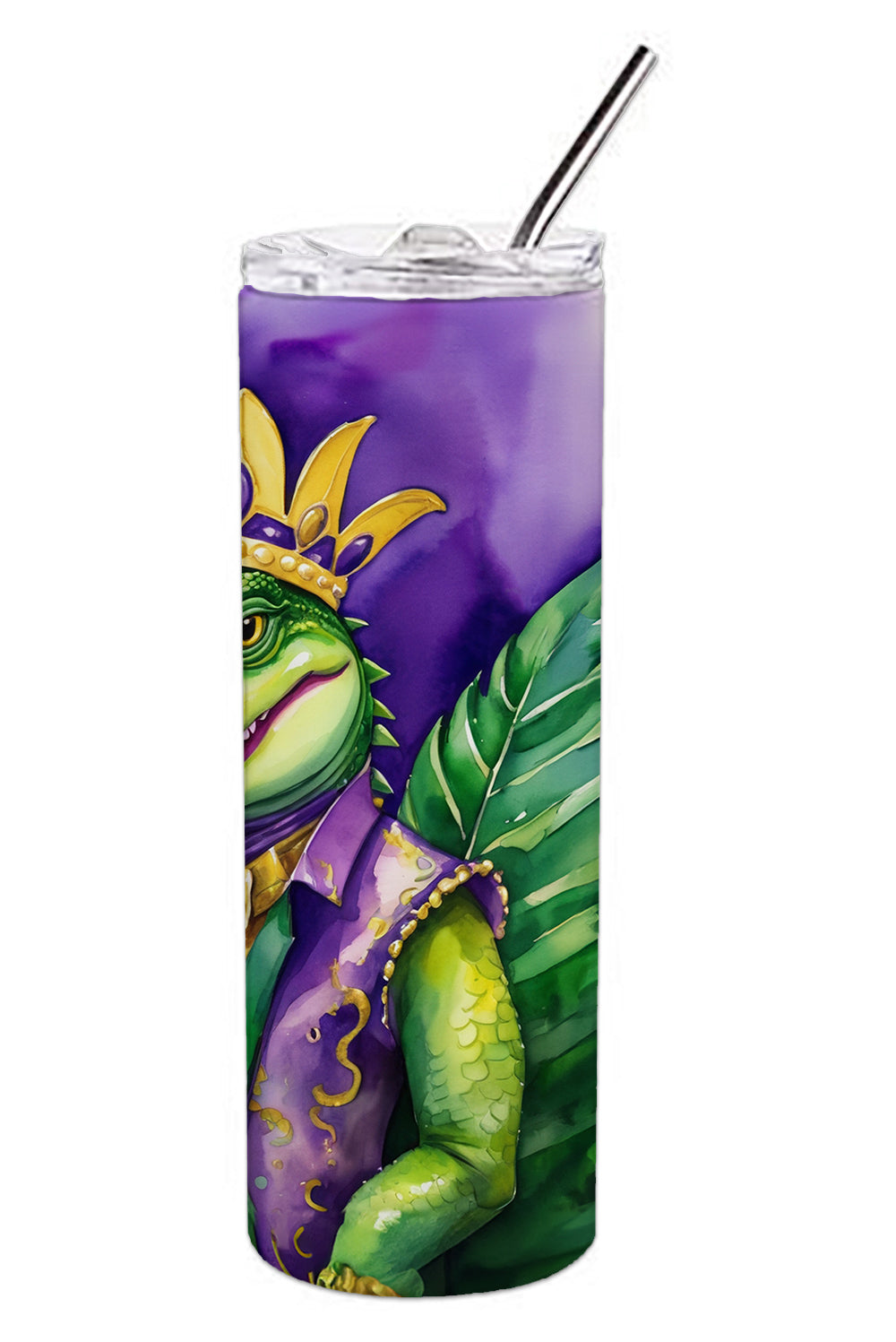 Alligator King of Mardi Gras Stainless Steel Skinny Tumbler