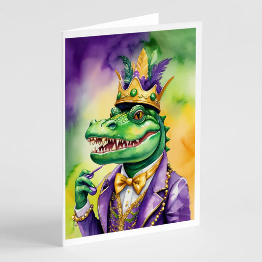 Alligator King of Mardi Gras Greeting Cards Pack of 8