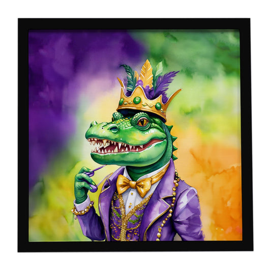 Alligator King of Mardi Gras Framed Metal Print