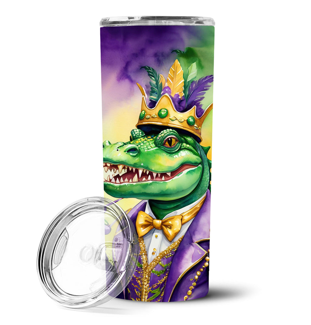 Alligator King of Mardi Gras Stainless Steel Skinny Tumbler