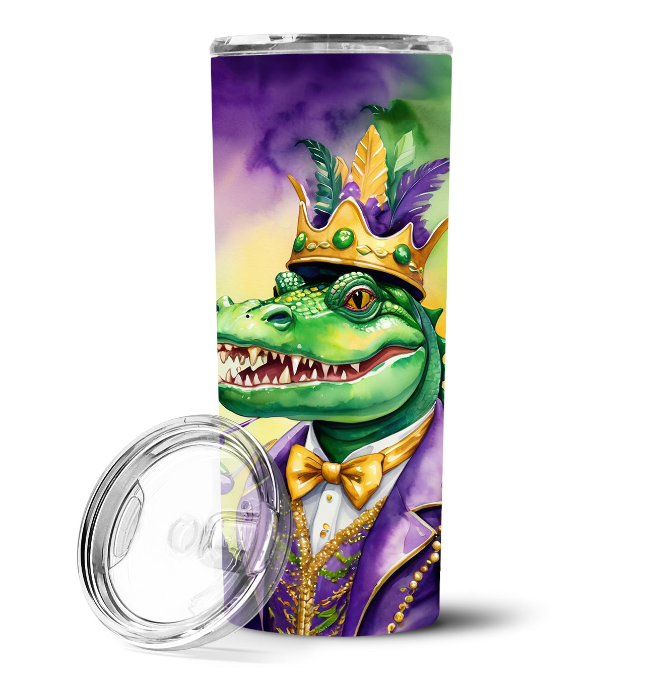 Alligator King of Mardi Gras Stainless Steel Skinny Tumbler