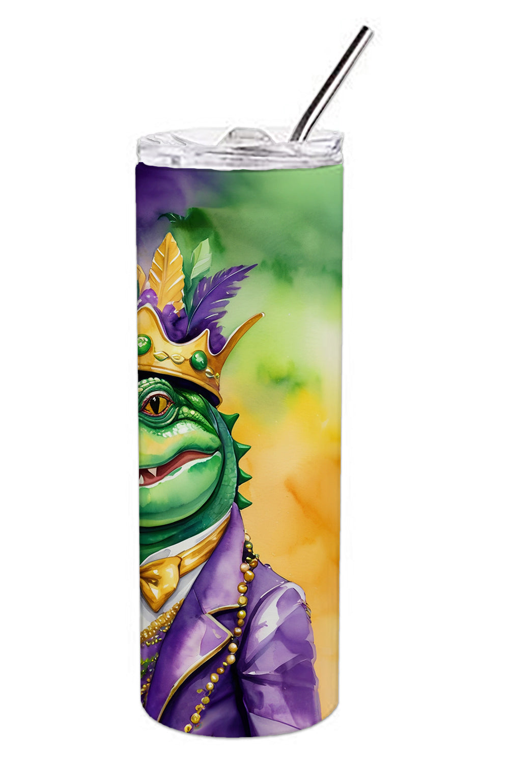 Alligator King of Mardi Gras Stainless Steel Skinny Tumbler