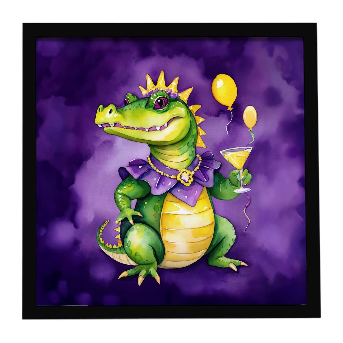Alligator Mardi Gras Framed Metal Print