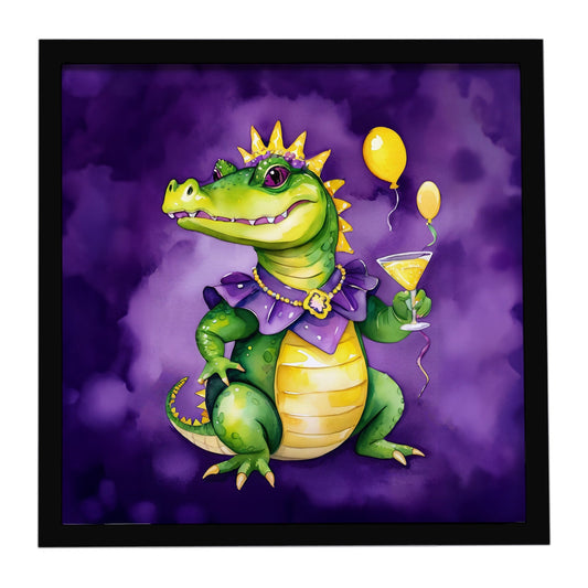 Alligator Mardi Gras Framed Metal Print
