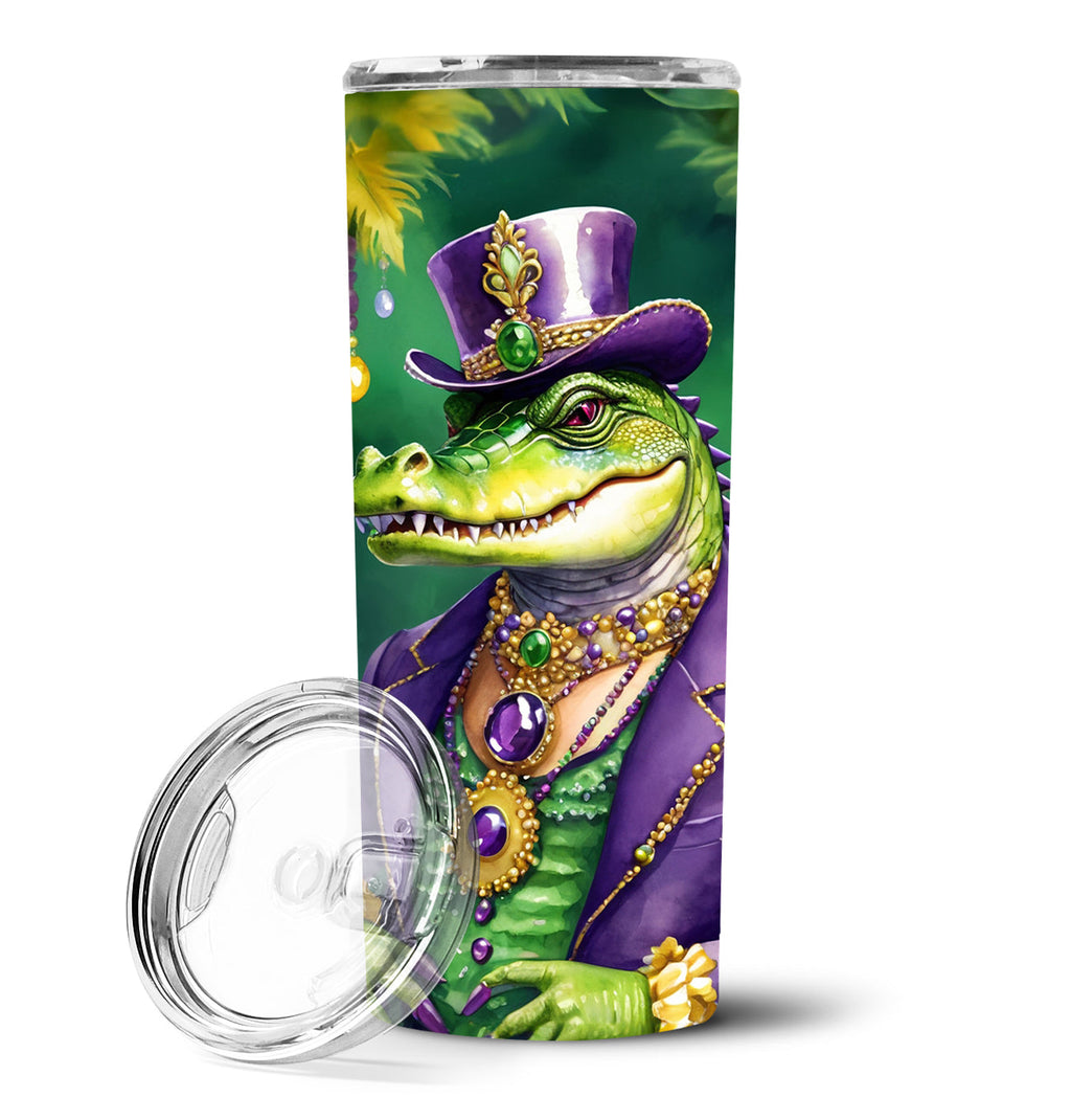 Alligator King of Mardi Gras Stainless Steel Skinny Tumbler