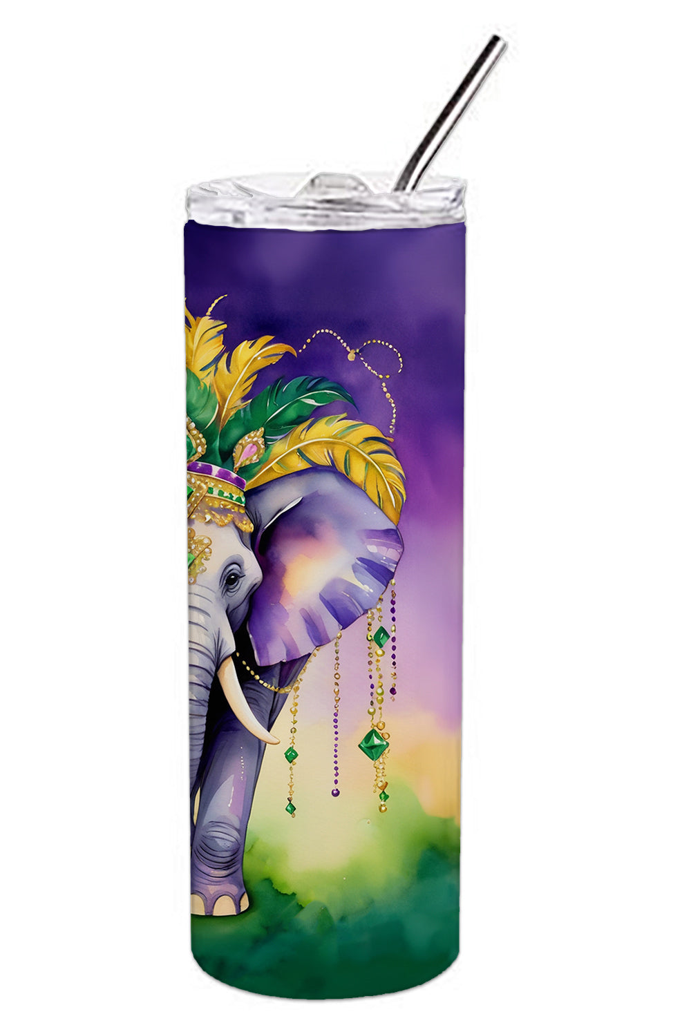 Elephant King of Mardi Gras Stainless Steel Skinny Tumbler