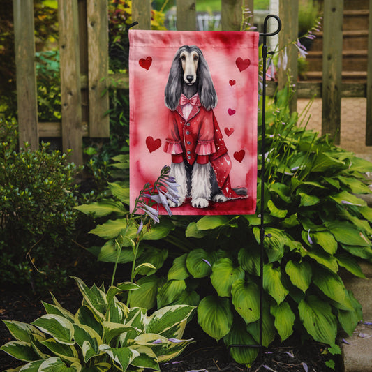 Afghan Hound Valentine’s Day Garden Flag – Dog-Themed Heart Yard Decor
