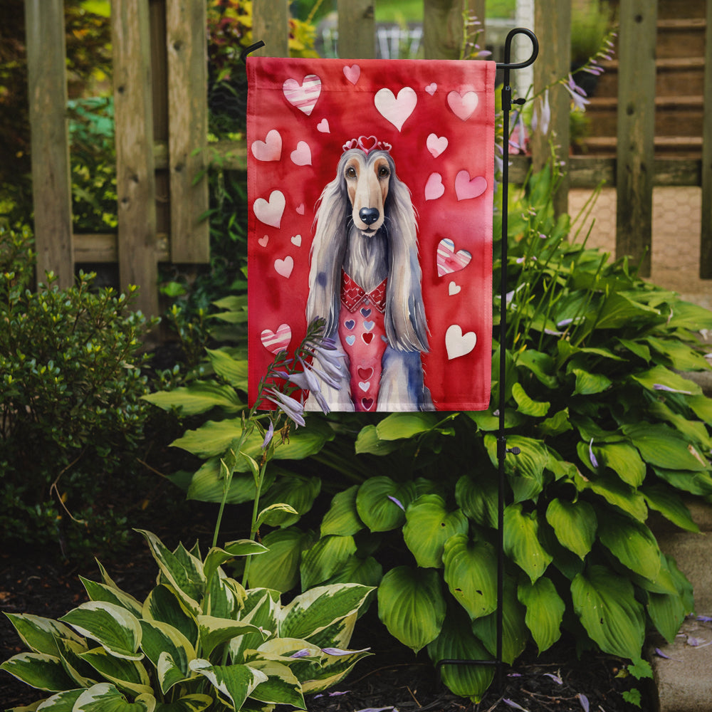 Afghan Hound Valentine’s Day Garden Flag – Dog-Themed Heart Yard Decor