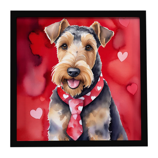 Airedale Terrier My Valentine Framed Metal Print