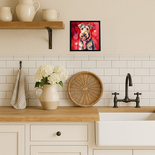 Airedale Terrier My Valentine Framed Metal Print