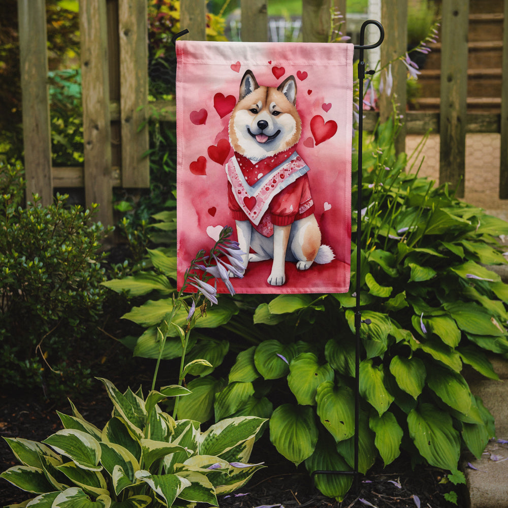 Akita Valentine’s Day Garden Flag – Dog-Themed Heart Yard Decor
