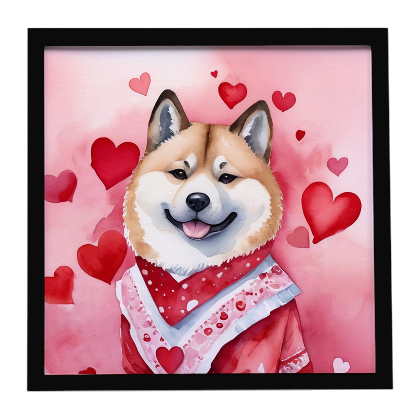 Akita My Valentine Framed Metal Print