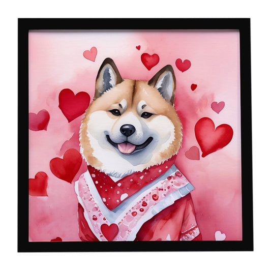Akita My Valentine Framed Metal Print