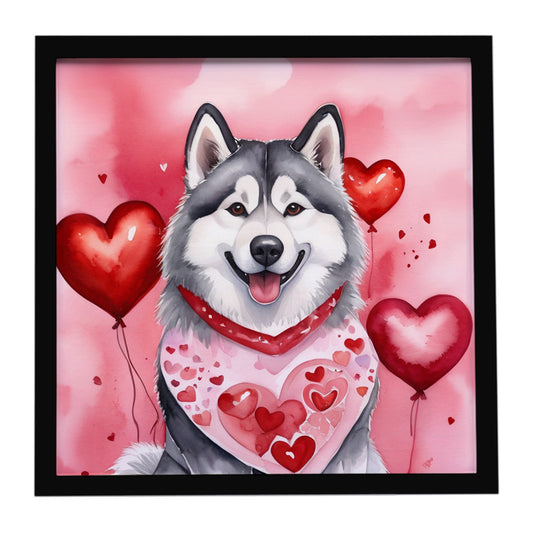 Alaskan Malamute My Valentine Framed Metal Print