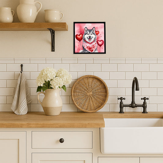 Alaskan Malamute My Valentine Framed Metal Print