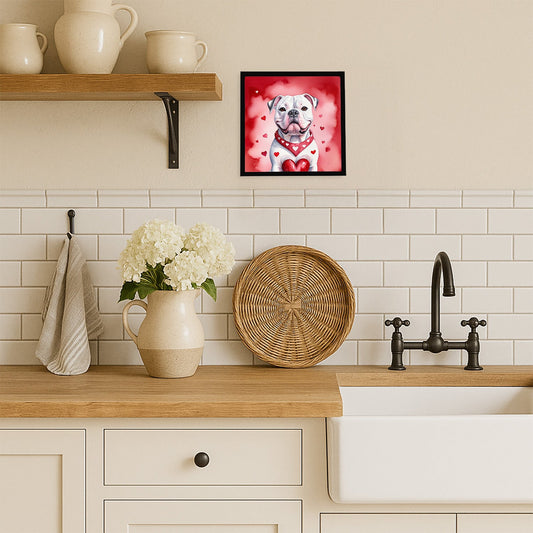 American Bulldog My Valentine Framed Metal Print