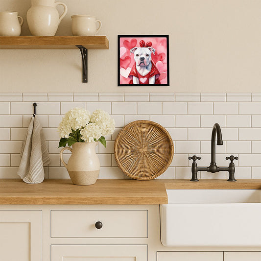 American Bulldog My Valentine Framed Metal Print