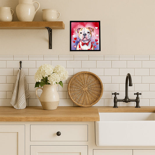 American Bulldog My Valentine Framed Metal Print