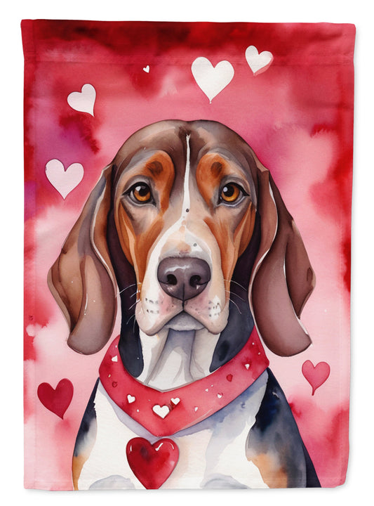 American English Coonhound Valentine’s Day Garden Flag – Dog-Themed Heart Yard Decor