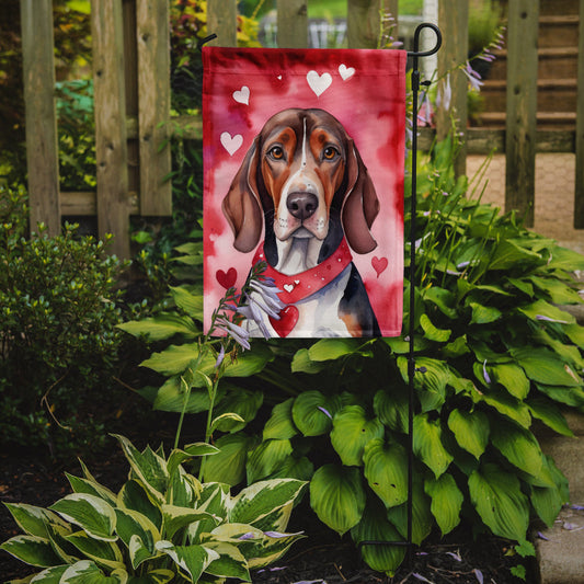 American English Coonhound Valentine’s Day Garden Flag – Dog-Themed Heart Yard Decor