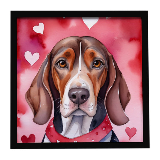 American English Coonhound My Valentine Framed Metal Print